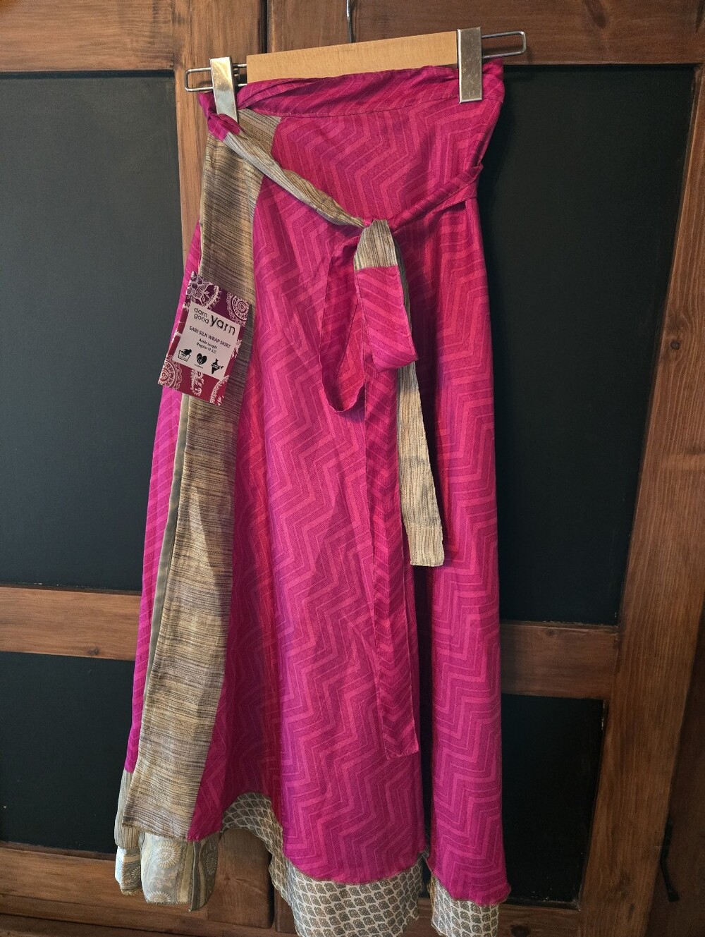 Youth Fuchsia Wrap Skirt with Contrast Tie Slik